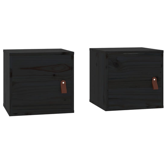 Wandkasten 2 st 31,5x30x30 cm massief grenenhout zwart MeubelReus