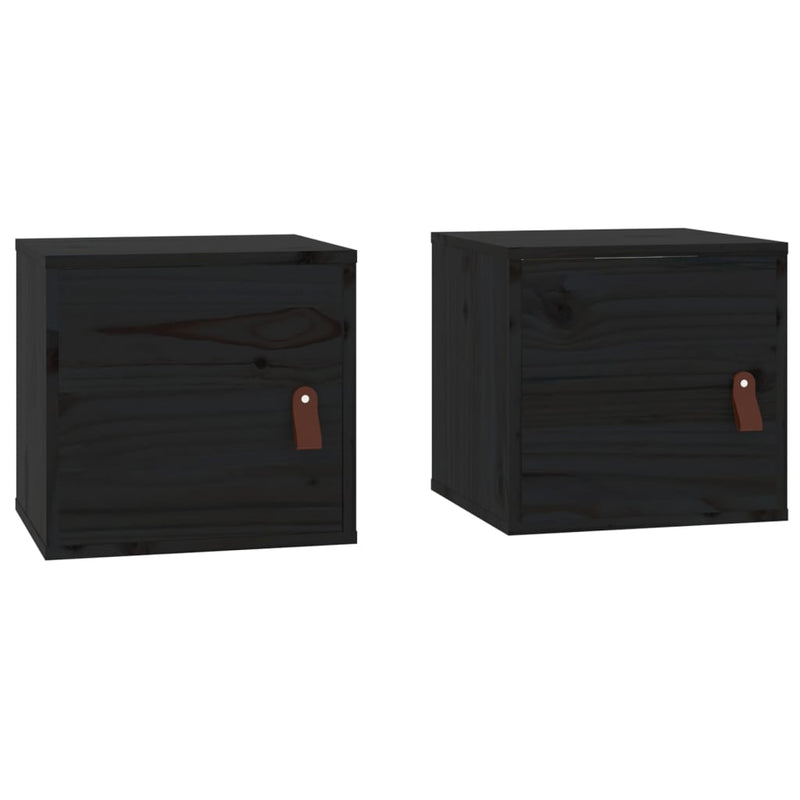 Wandkasten 2 st 31,5x30x30 cm massief grenenhout zwart MeubelReus