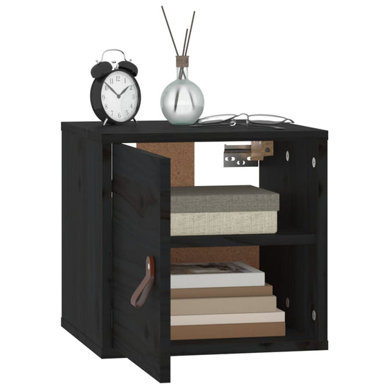 Wandkasten 2 st 31,5x30x30 cm massief grenenhout zwart MeubelReus