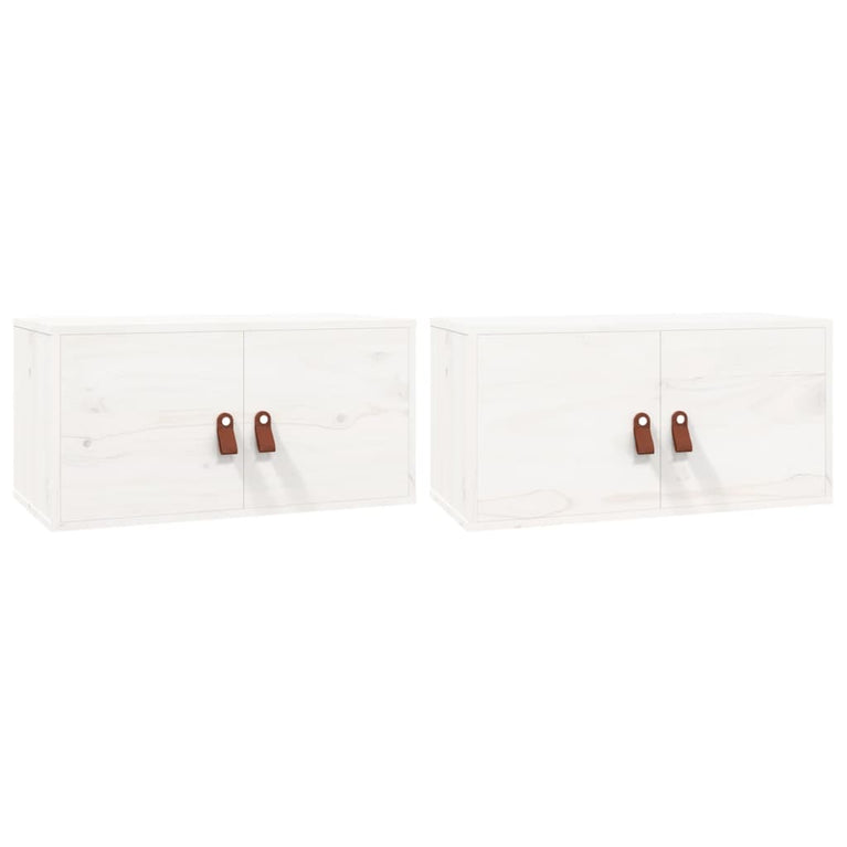 Wandkasten 2 st 60x30x30 cm massief grenenhout wit MeubelReus