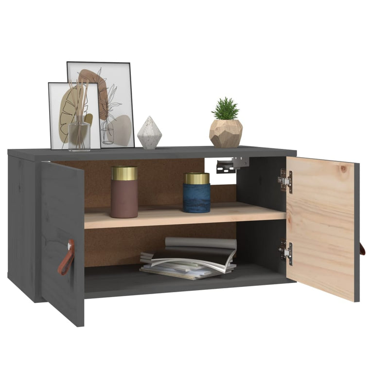 Wandkast 60x30x30 cm massief grenenhout grijs MeubelReus