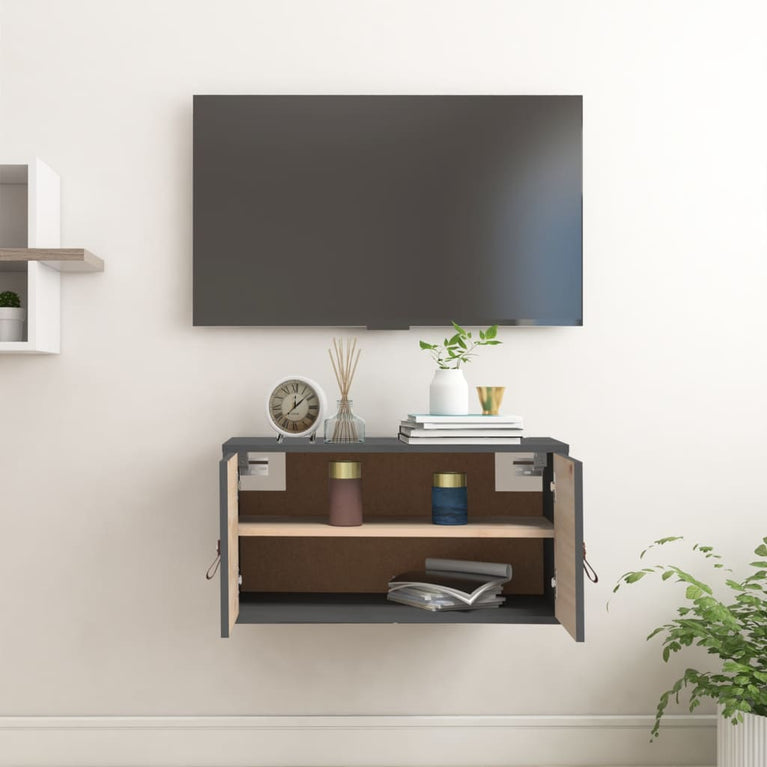 Wandkast 60x30x30 cm massief grenenhout grijs MeubelReus