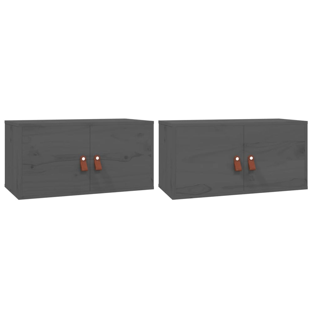 Wandkasten 2 st 60x30x30 cm massief grenenhout grijs MeubelReus
