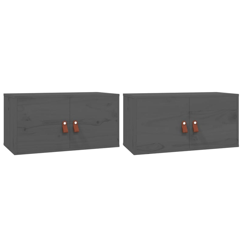 Wandkasten 2 st 60x30x30 cm massief grenenhout grijs MeubelReus