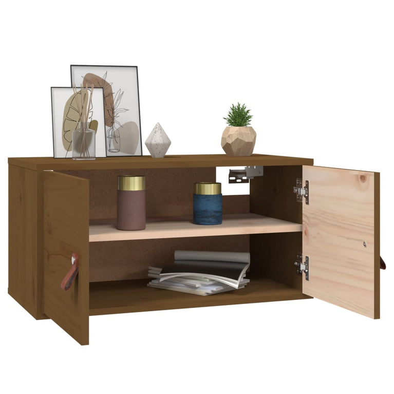 Wandkast 60x30x30 cm massief grenenhout honingbruin MeubelReus