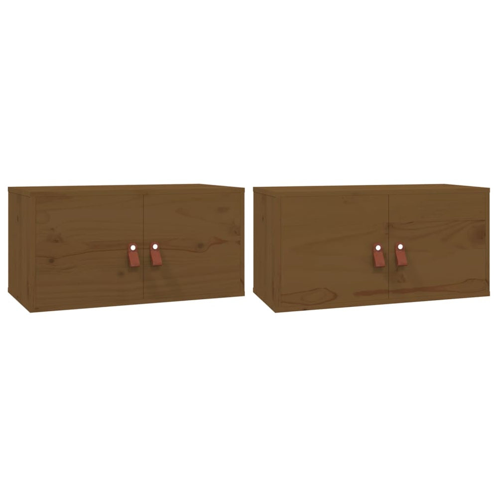 Wandkasten 2 st 60x30x30 cm massief grenenhout honingbruin MeubelReus