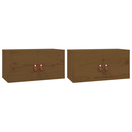 Wandkasten 2 st 60x30x30 cm massief grenenhout honingbruin MeubelReus