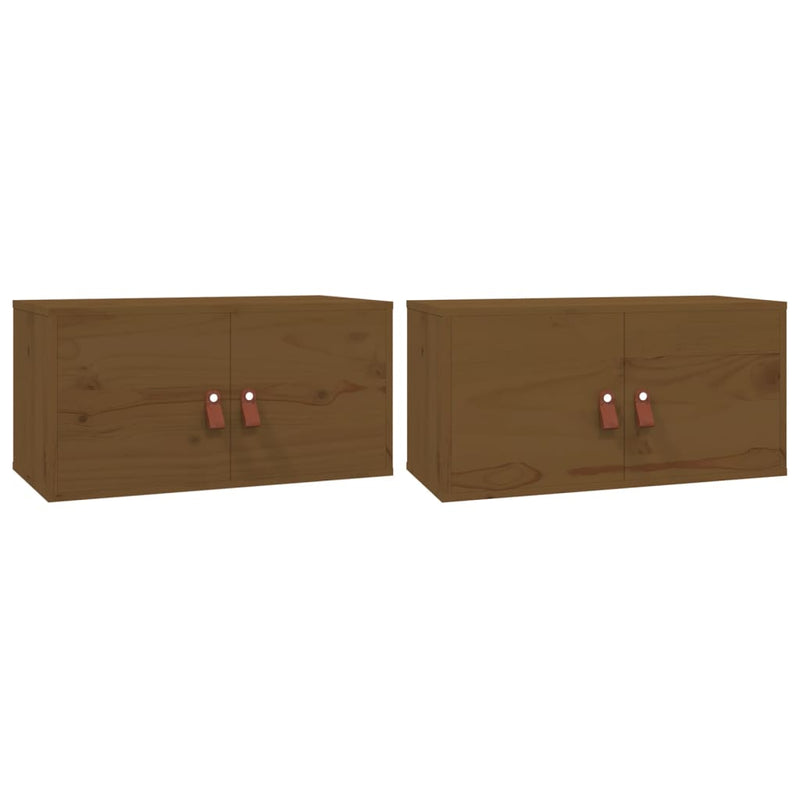 Wandkasten 2 st 60x30x30 cm massief grenenhout honingbruin MeubelReus