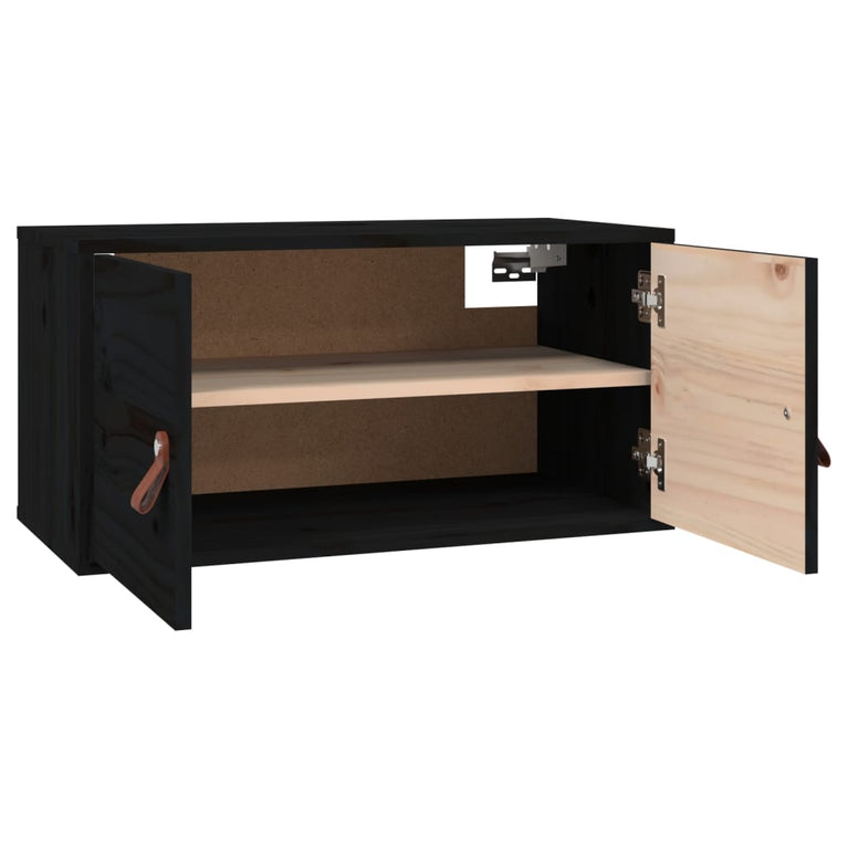 Wandkast 60x30x30 cm massief grenenhout zwart MeubelReus