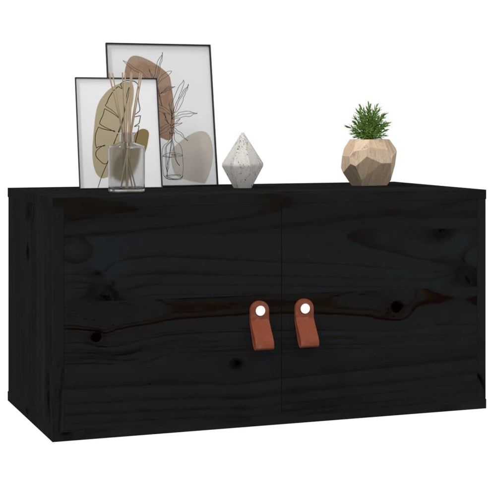 Wandkast 60x30x30 cm massief grenenhout zwart MeubelReus