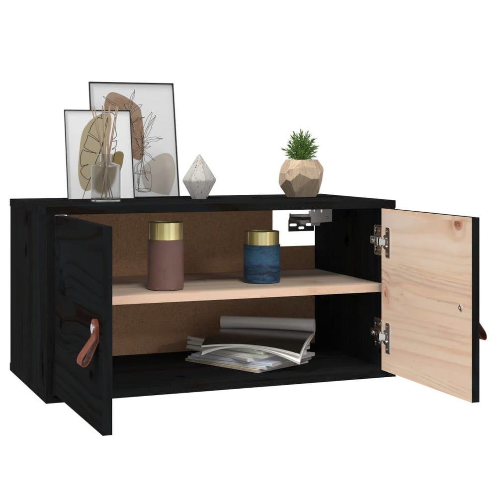 Wandkast 60x30x30 cm massief grenenhout zwart MeubelReus