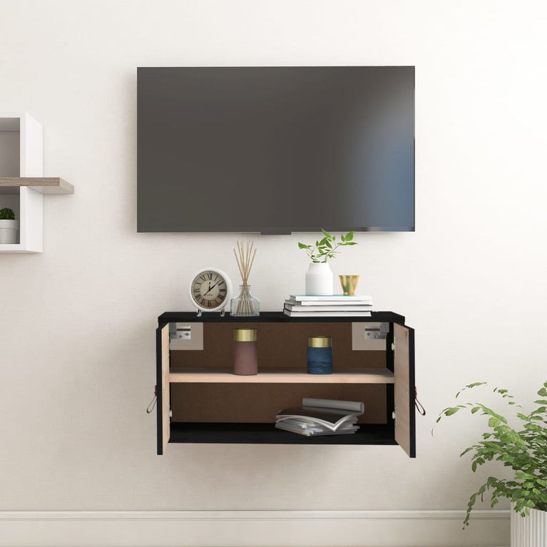 Wandkast 60x30x30 cm massief grenenhout zwart MeubelReus