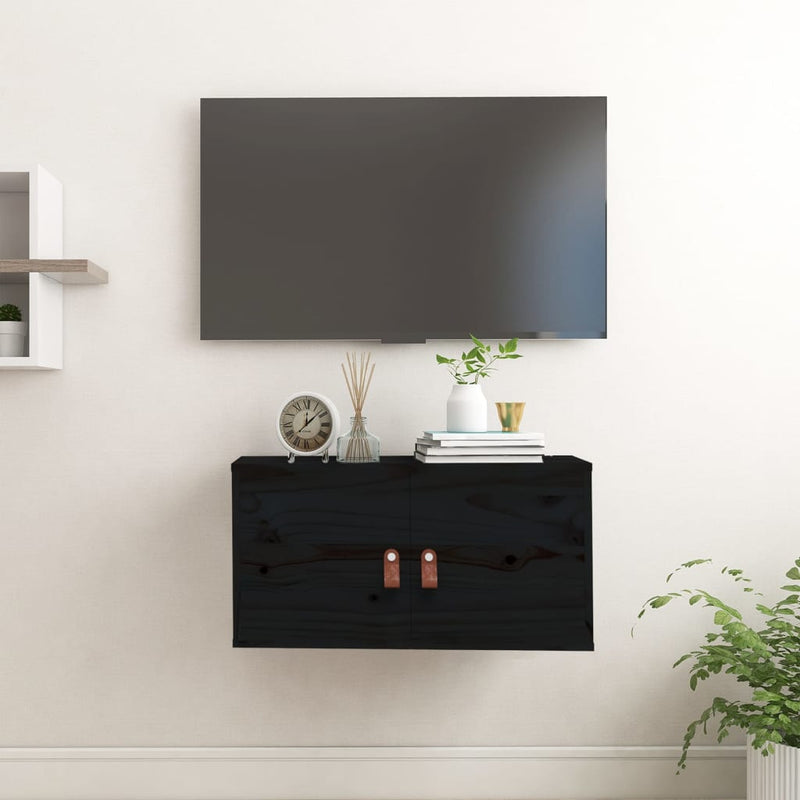 Wandkast 60x30x30 cm massief grenenhout zwart MeubelReus
