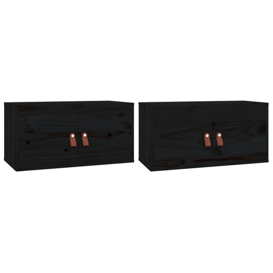Wandkasten 2 st 60x30x30 cm massief grenenhout zwart MeubelReus