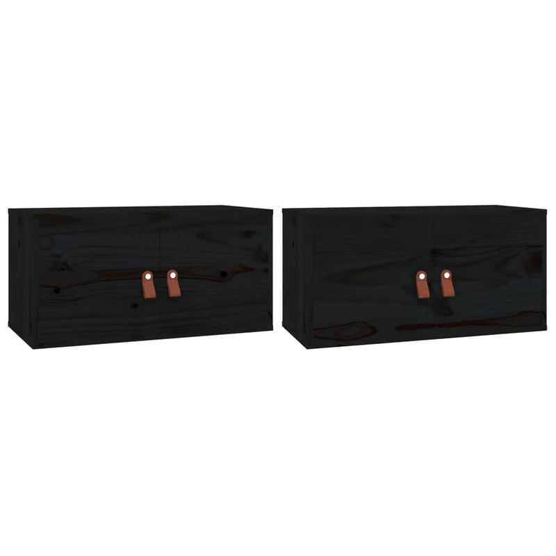 Wandkasten 2 st 60x30x30 cm massief grenenhout zwart MeubelReus