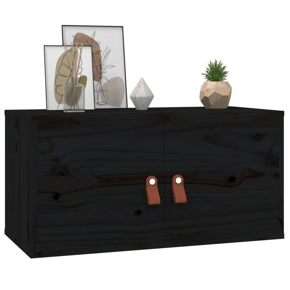 Wandkasten 2 st 60x30x30 cm massief grenenhout zwart MeubelReus
