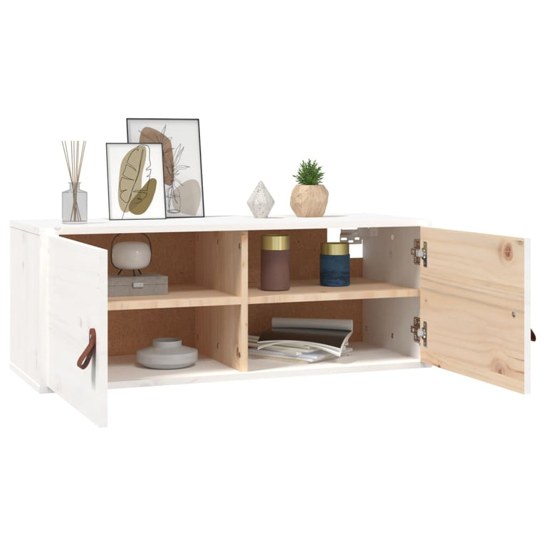 Wandkast 80x30x30 cm massief grenenhout wit MeubelReus
