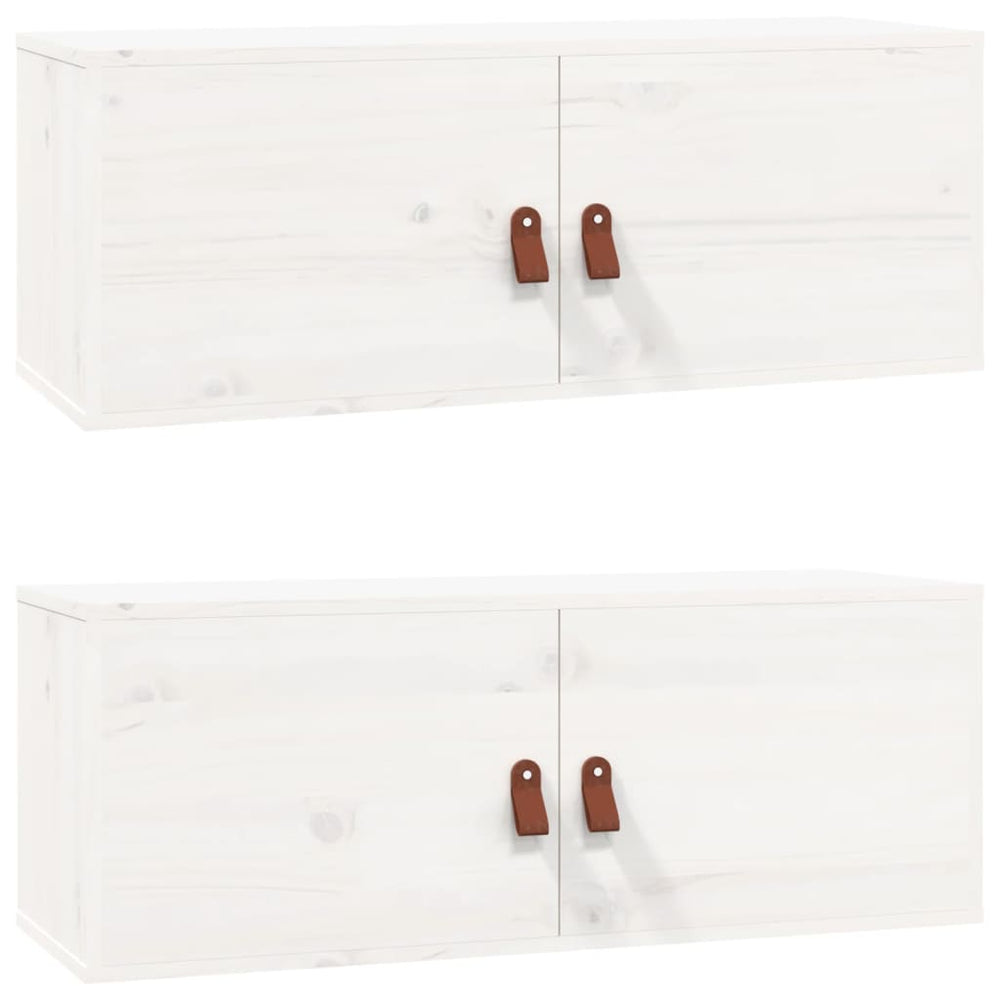 Wandkasten 2 st 80x30x30 cm massief grenenhout wit MeubelReus