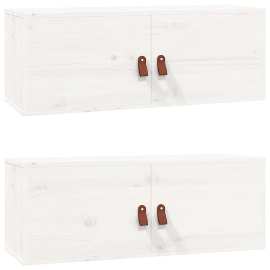 Wandkasten 2 st 80x30x30 cm massief grenenhout wit MeubelReus