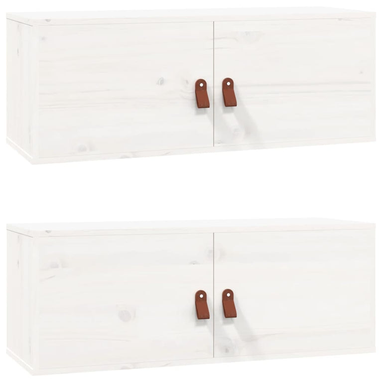 Wandkasten 2 st 80x30x30 cm massief grenenhout wit MeubelReus
