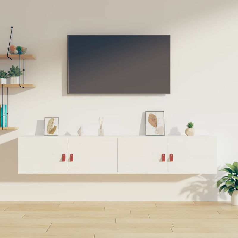 Wandkasten 2 st 80x30x30 cm massief grenenhout wit MeubelReus