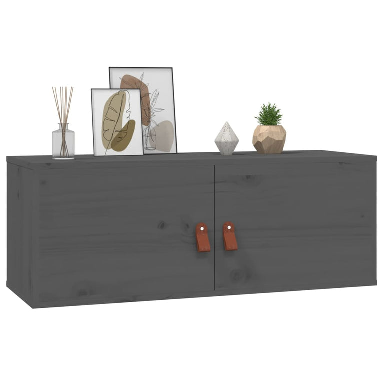 Wandkast 80x30x30 cm massief grenenhout grijs MeubelReus
