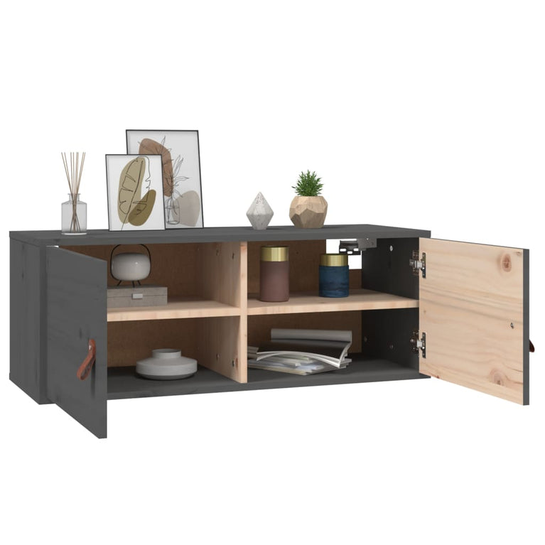 Wandkast 80x30x30 cm massief grenenhout grijs MeubelReus
