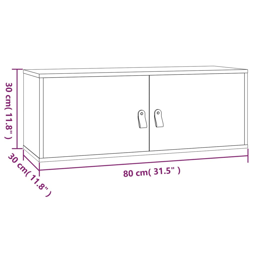 Wandkast 80x30x30 cm massief grenenhout grijs MeubelReus