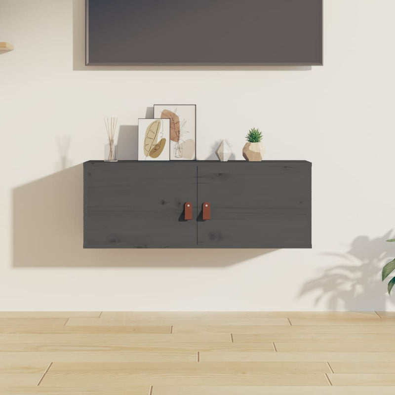 Wandkast 80x30x30 cm massief grenenhout grijs MeubelReus