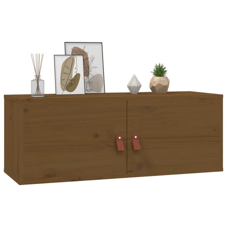 Wandkast 80x30x30 cm massief grenenhout honingbruin MeubelReus