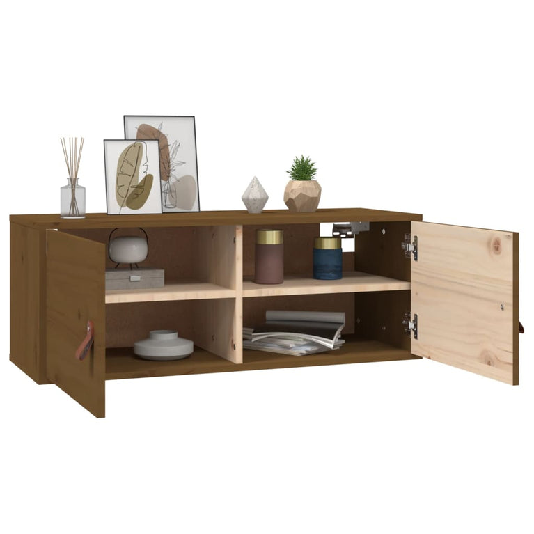 Wandkast 80x30x30 cm massief grenenhout honingbruin MeubelReus