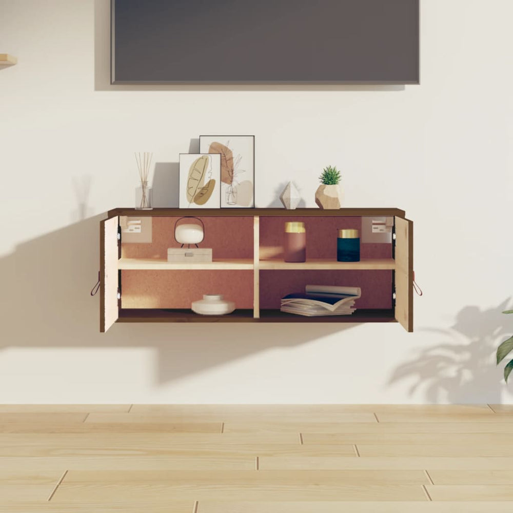 Wandkast 80x30x30 cm massief grenenhout honingbruin MeubelReus