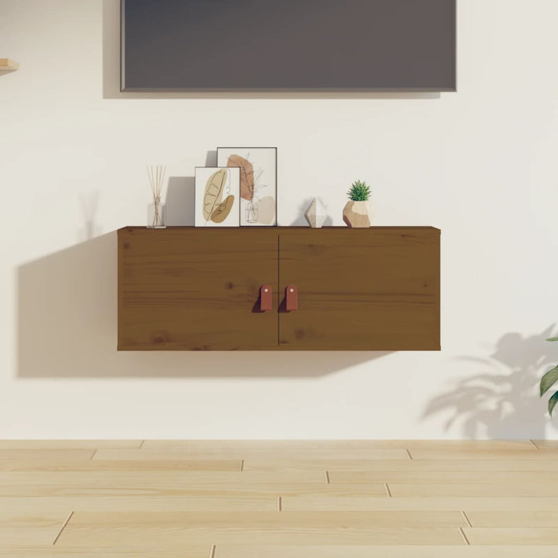 Wandkast 80x30x30 cm massief grenenhout honingbruin MeubelReus