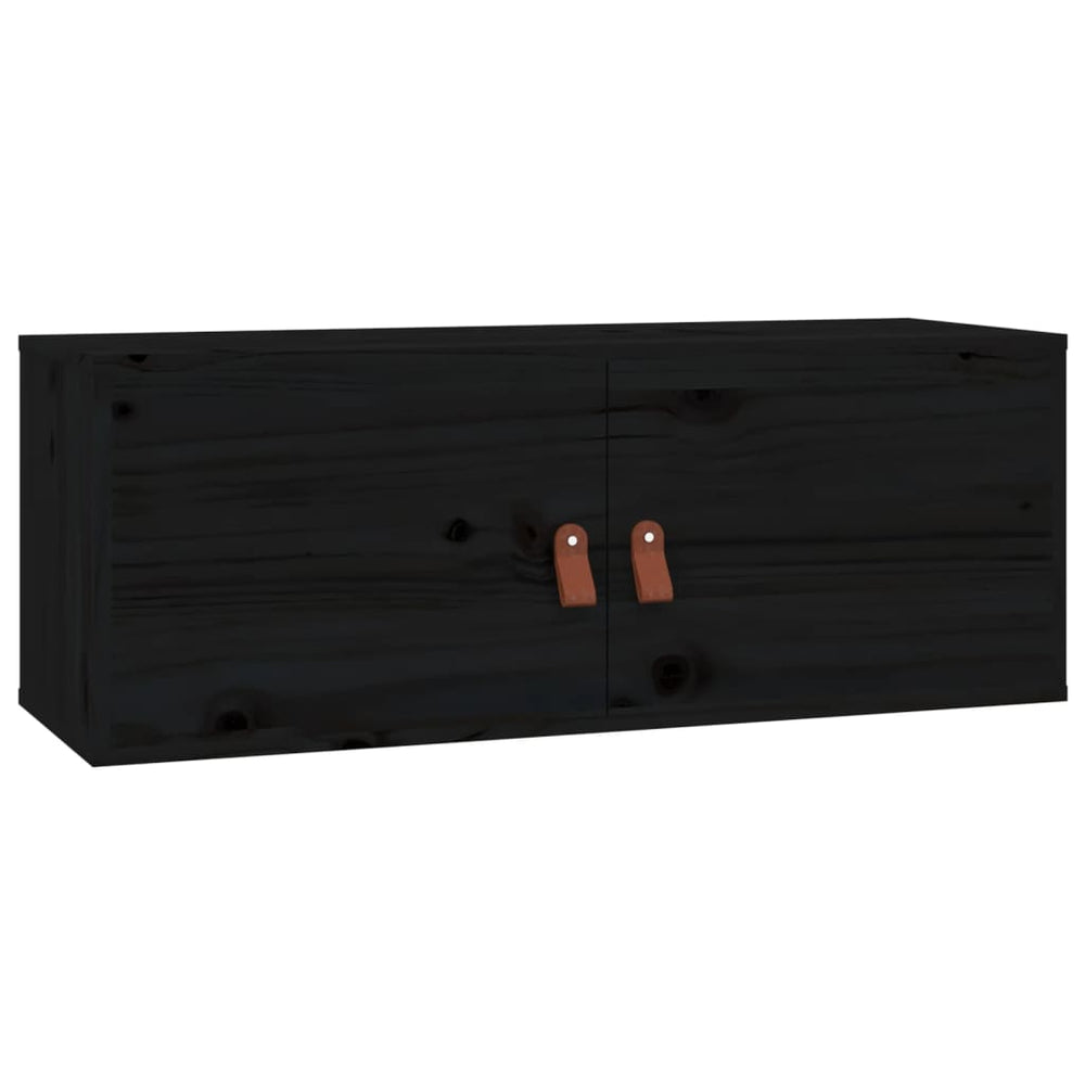 Wandkast 80x30x30 cm massief grenenhout zwart MeubelReus