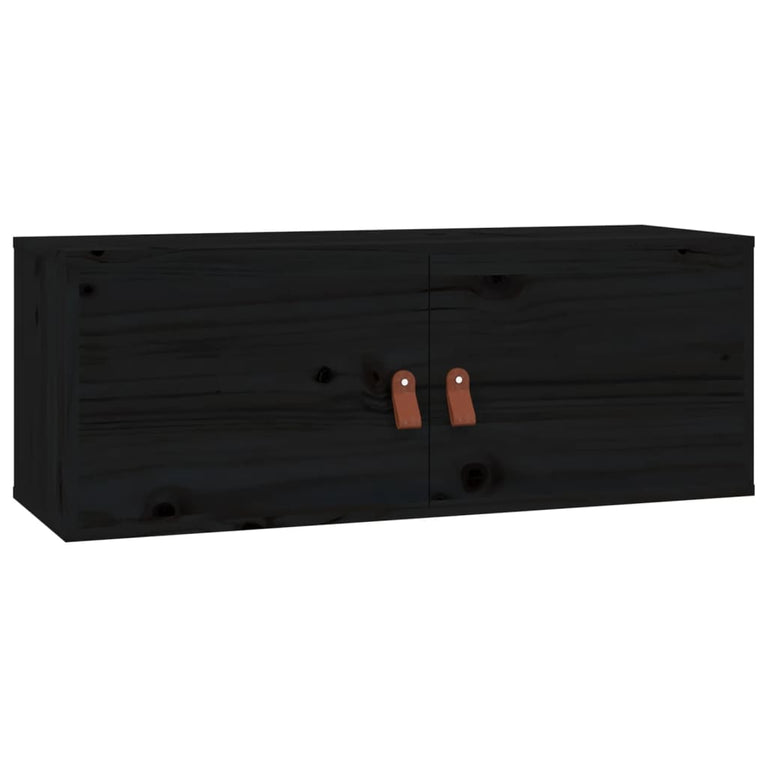 Wandkast 80x30x30 cm massief grenenhout zwart MeubelReus