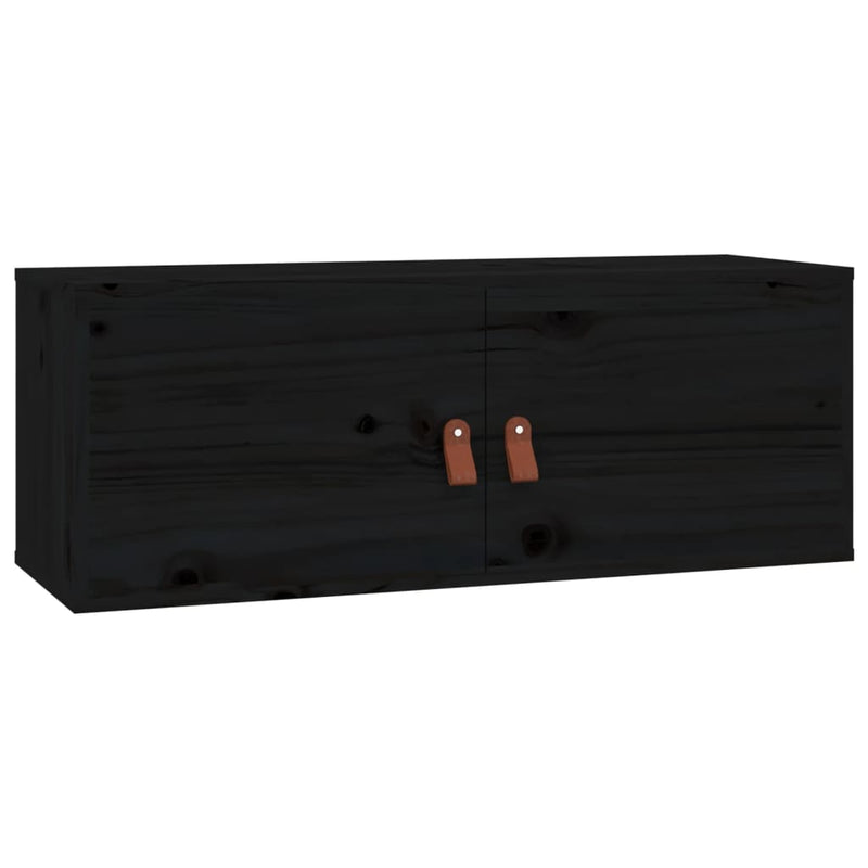 Wandkast 80x30x30 cm massief grenenhout zwart MeubelReus