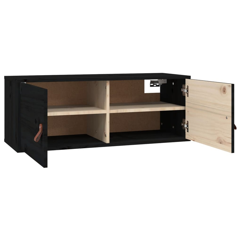 Wandkast 80x30x30 cm massief grenenhout zwart MeubelReus