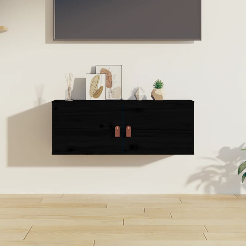 Wandkast 80x30x30 cm massief grenenhout zwart MeubelReus