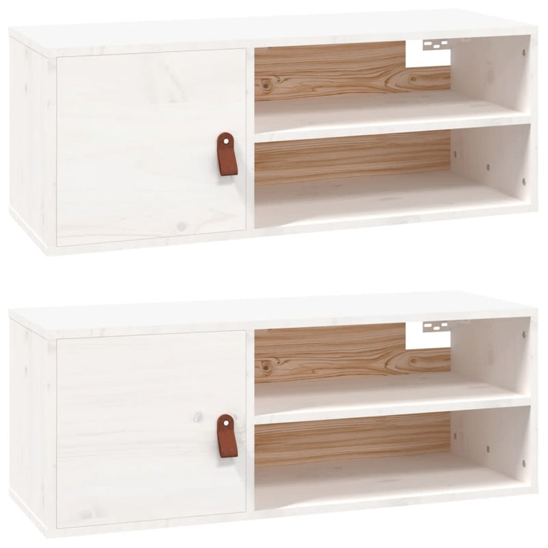 Wandkasten 2 st 80x30x30 cm massief grenenhout wit MeubelReus