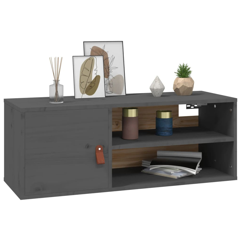 Wandkast 80x30x30 cm massief grenenhout grijs MeubelReus