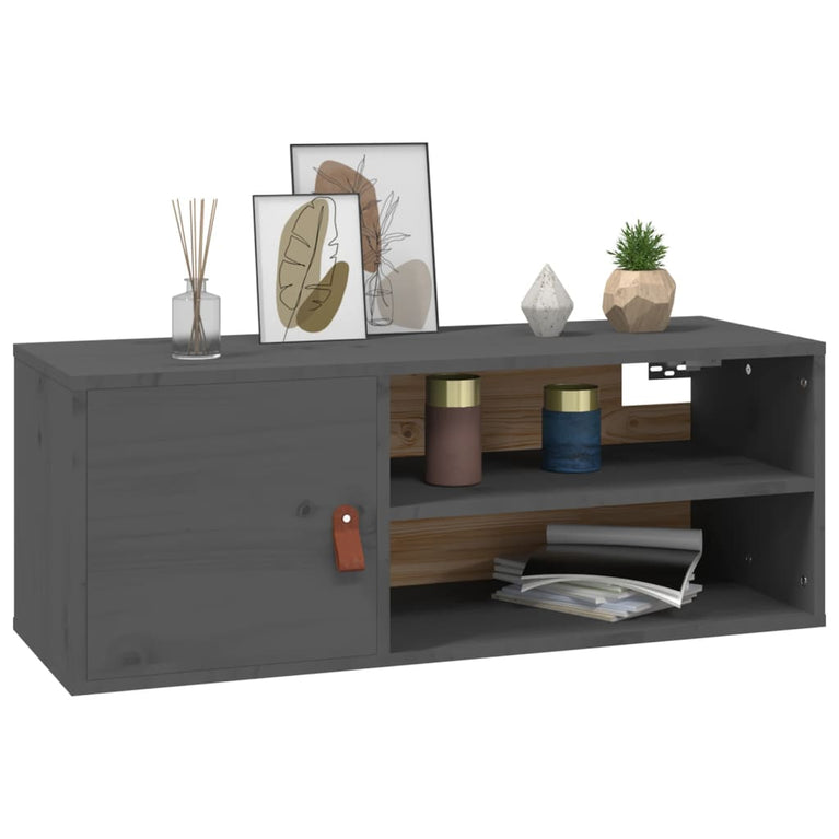 Wandkast 80x30x30 cm massief grenenhout grijs MeubelReus