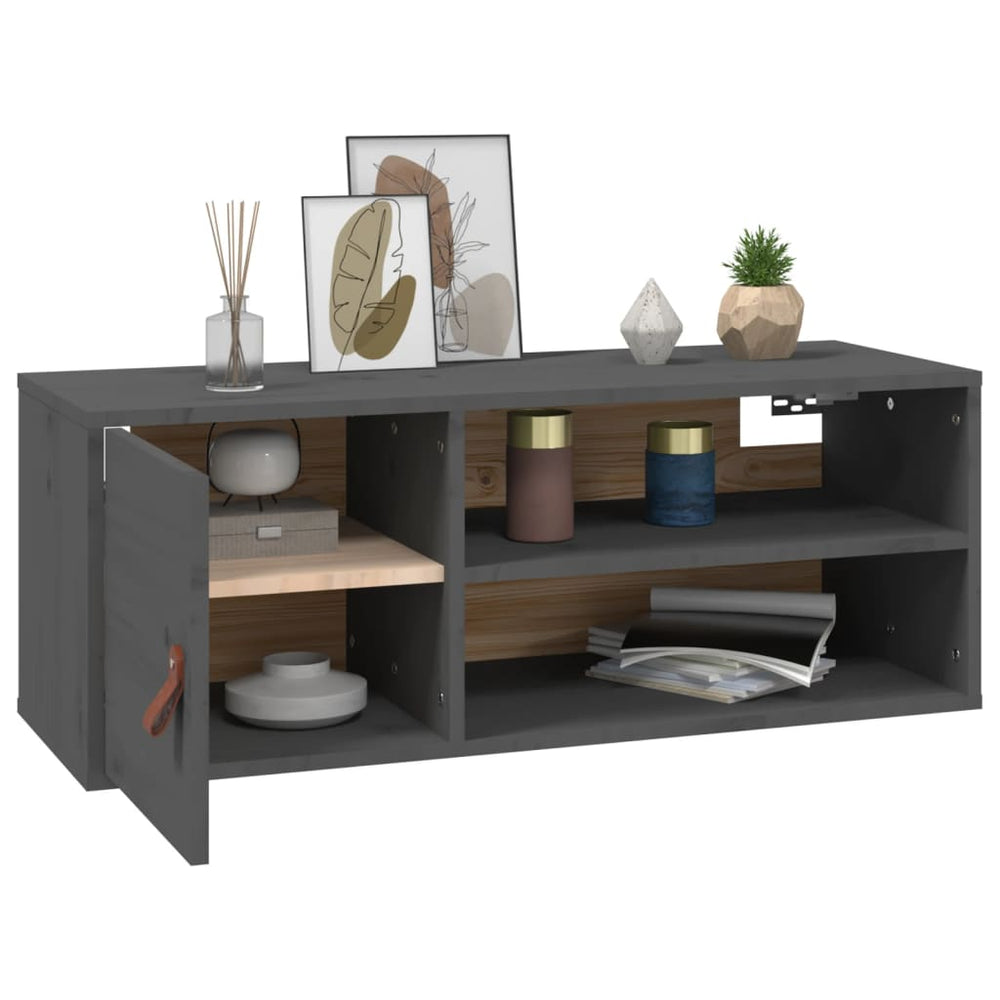 Wandkast 80x30x30 cm massief grenenhout grijs MeubelReus