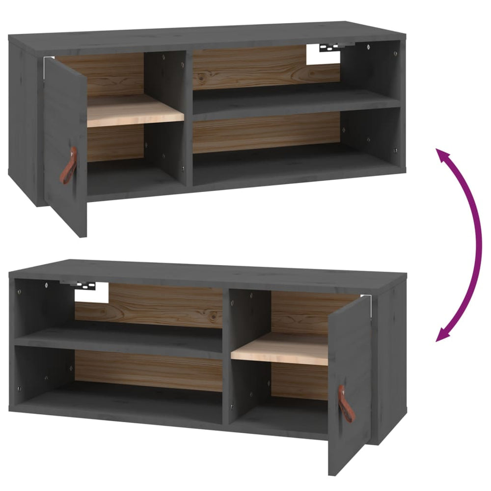 Wandkast 80x30x30 cm massief grenenhout grijs MeubelReus