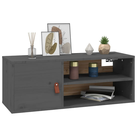 Wandkasten 2 st 80x30x30 cm massief grenenhout grijs MeubelReus