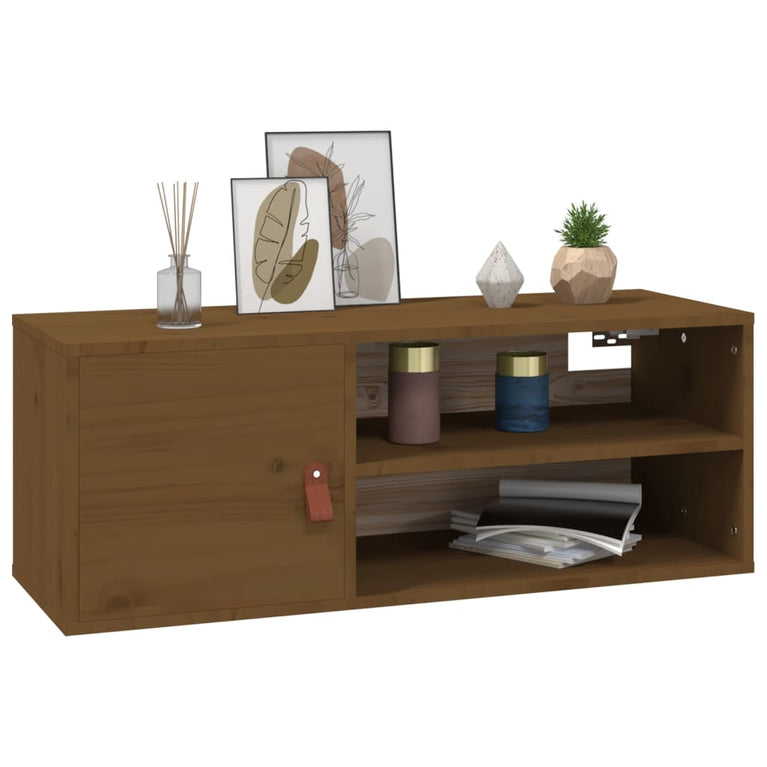 Wandkast 80x30x30 cm massief grenenhout honingbruin MeubelReus