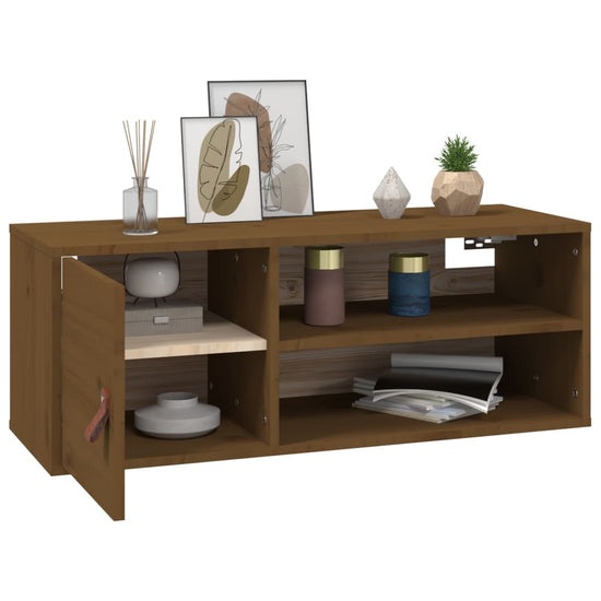 Wandkast 80x30x30 cm massief grenenhout honingbruin MeubelReus