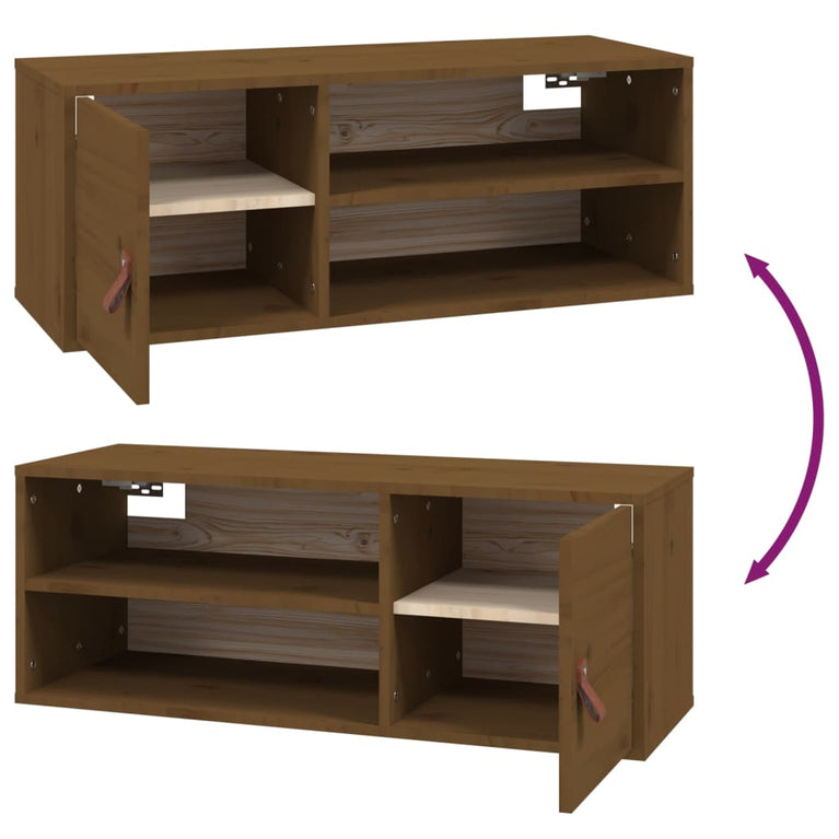 Wandkast 80x30x30 cm massief grenenhout honingbruin MeubelReus