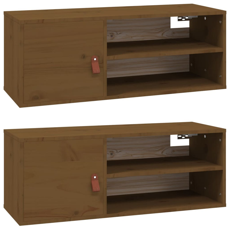 Wandkasten 2 st 80x30x30 cm massief grenenhout honingbruin MeubelReus