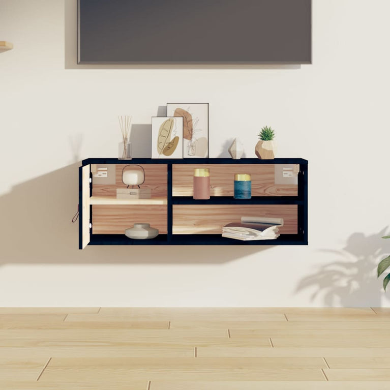 Wandkast 80x30x30 cm massief grenenhout zwart MeubelReus