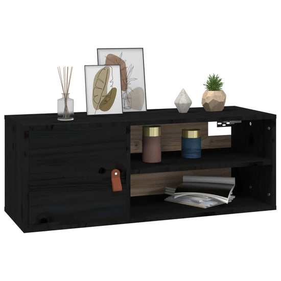 Wandkast 80x30x30 cm massief grenenhout zwart MeubelReus